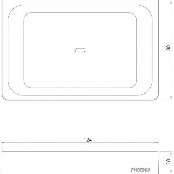 Phoenix Gloss Soap Dish Matte Black Technical Drawing - The Blue Space