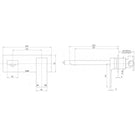 Phoenix Gloss Wall Basin/Bath Set - specs - line drawing and dimensions 