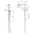 Phoenix Lexi Twin Shower - Brushed Nickel - specs - line drawing and dimensions