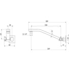 Phoenix Lexi Universal Shower Arm - specs - line drawing and dimensions