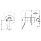 Phoenix Nara Shower/Wall Mixer -  specs - line drawing and dimensions