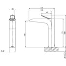 Phoenix Nara Vessel Mixer specs - line drawing and dimensions