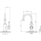 Phoenix Nostalgia Basin Mixer 120mm Gooseneck - Chrome specs - line drawing and dimensions