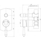 Phoenix Nostalgia Shower/Bath Diverter Mixer-Chrome - specs - line drawing and dimensions