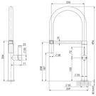 Technical Drawing - Phoenix Prize Flexible Coil Sink Mixer-Brushed Nickel