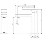 Technical Drawing - Phoenix Radii Basin Mixer
