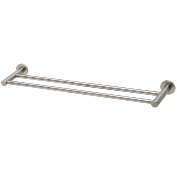 Phoenix Radii Double Towel Rail Round Plate-Brushed Nickel - The Blue Space