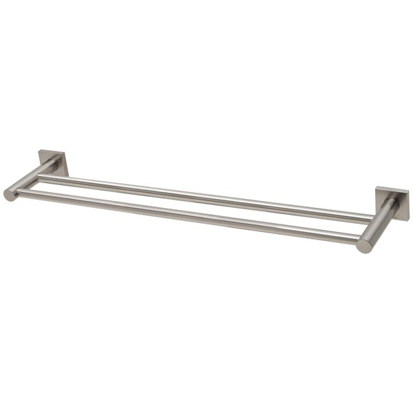 Phoenix Radii Double Towel Rail Square Plate - Brushed Nickel