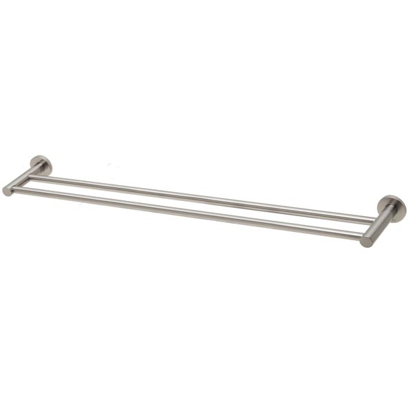 Phoenix Radii Double Towel Rail Round Plate - Brushed Nickel