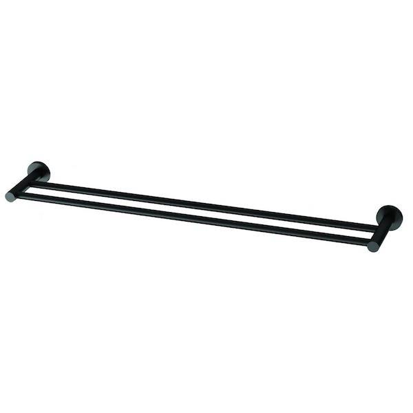 Phoenix Radii Double Towel Rail Round Plate Matte Black