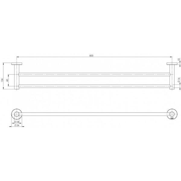 Phoenix Radii Double Towel Rail Round Plate Matte Black