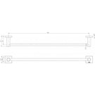 Phoenix Radii Single Towel Rail Square Plate 600mm Brushed Nickel Technical Drawing - The Blue Space