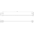 Phoenix Radii Single Towel Rail Round Plate 800mm Brushed Nickel Technical Drawing - The Blue Space