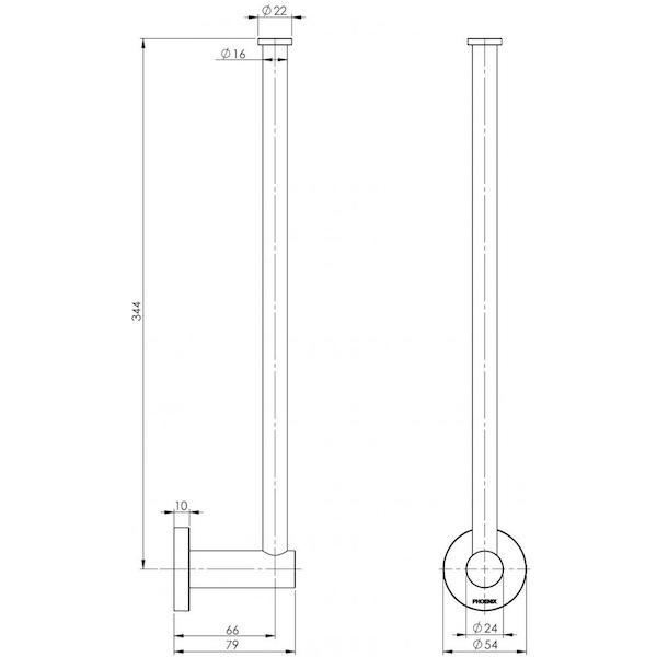 Phoenix Radii Spare Toilet Roll Holder Round Plate Chrome