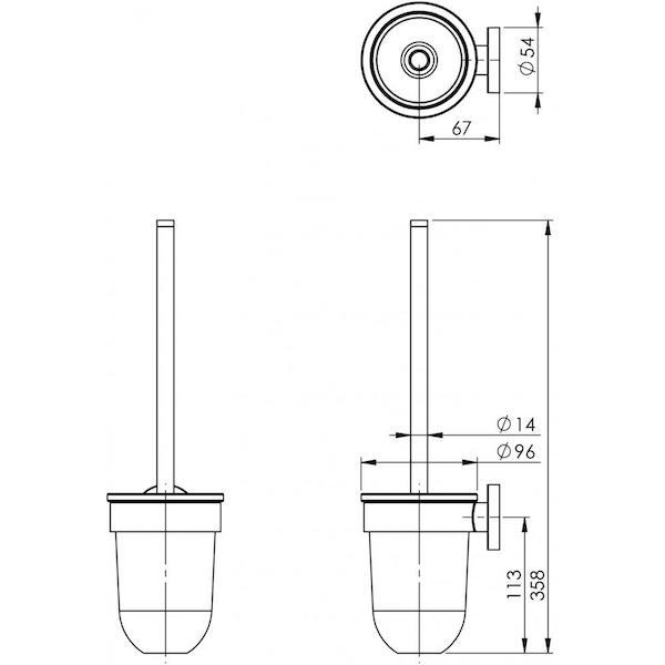 Phoenix Radii Toilet Brush & Holder Round Plate