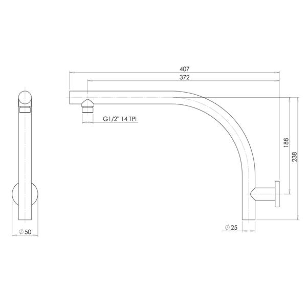 Phoenix Rush Shower Arm Only-Chrome