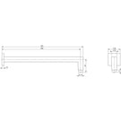 Phoenix Lexi Shower Arm Only 400mm Square - Matte Black - specs - line drawing and dimensions