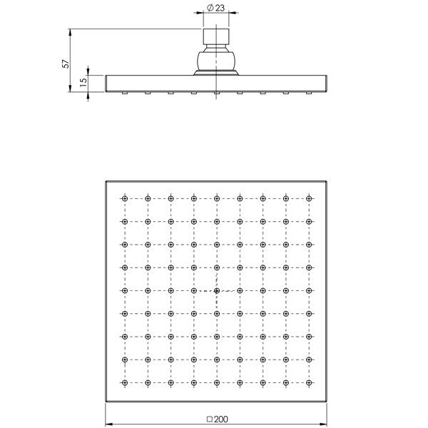 Phoenix Lexi Shower Rose Only 200mm Square - Chrome