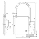 Technical Drawing - Phoenix Vido Flexible Hose Sink Mixer - Matte Black