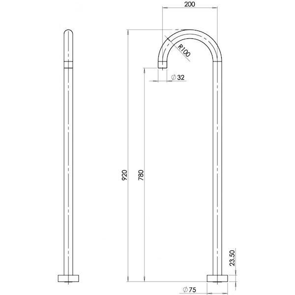 Phoenix Vivid Floor Mounted Bath Outlet 940mm-Chrome