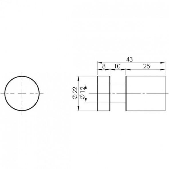 Phoenix Vivid Robe Hook Technical Drawing - The Blue Space
