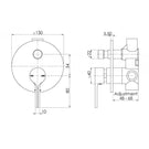 Phoenix Vivid Slimline Oval Shower/Bath Diverter Mixer specs - line drawing and dimensions