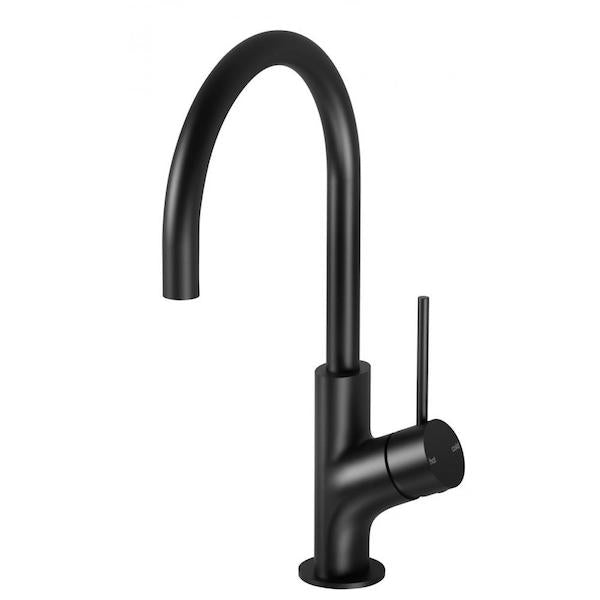 Phoenix Vivid Slimline Oval Sink Mixer 160mm Gooseneck-Matte Black - the blue space