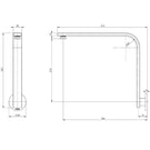 Phoenix Vivid Slimline Shower Arm 30 X 10 mm Round Plate  - specs - line drawing and dimensions