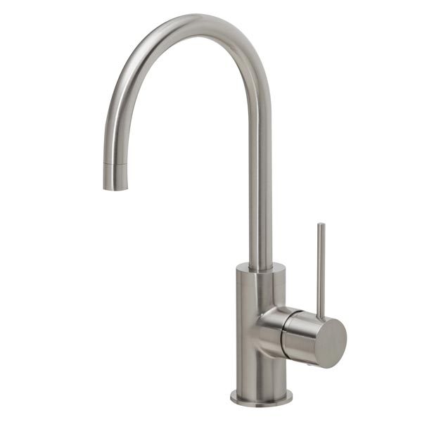 Phoenix Vivid Slimline Side Lever Sink Mixer 160mm Gooseneck-Brushed Nickel - the blue space