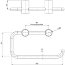 Phoenix Vivid Slimline Toilet Roll Holder Matte Black Technical Drawing - The Blue Space