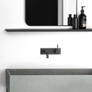 Phoenix Vivid Slimline Up Wall Basin/Bath Mixer Set-Matte Black - installed in bathroom