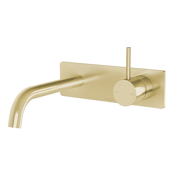 Phoenix Vivid Slimline Up Wall Basin/Bath Mixer Set-Brushed Gold 