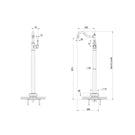 Phoenix Nostalgia Floor Mounted Bath Mixer - Chrome specs - line drawing and dimensions