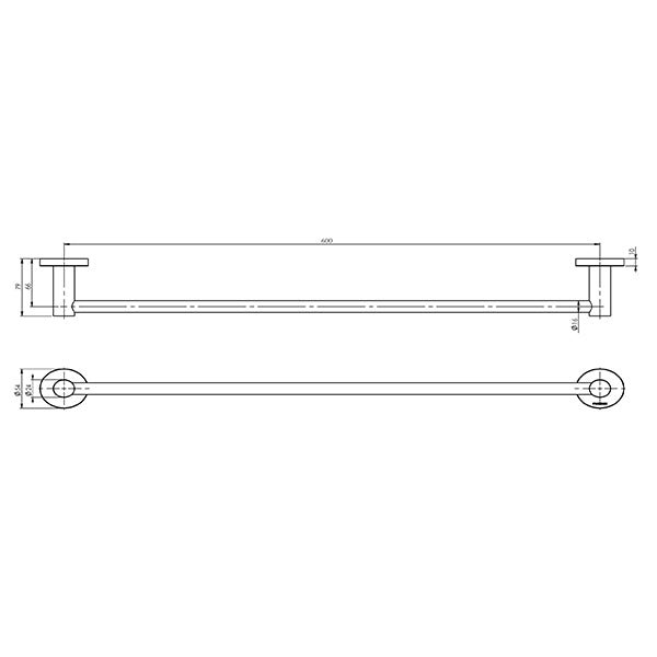 Phoenix Radii Single Towel Rail Round Plate - Brushed Gold