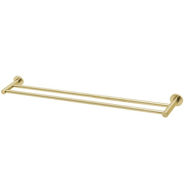 Phoenix Radii Double Towel Rail 800mm Round Plate Brushed Gold Technical Drawing - The Blue Space