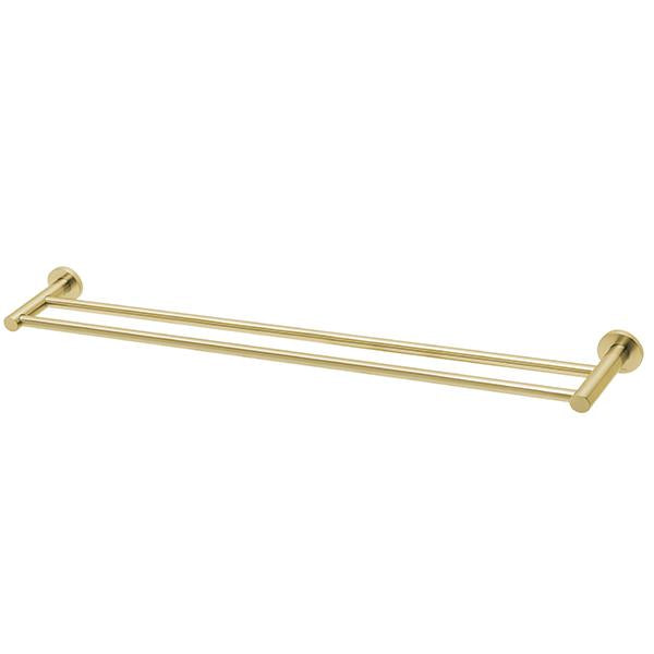 Phoenix Radii Double Towel Rail Round Plate - Brushed Gold