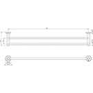Phoenix Radii Double Towel Rail Round Plate 800mm Technical Drawing - The Blue Space