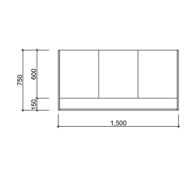 Technical Drawing - Timberline Sanremo Shaving Cabinet 1500mm