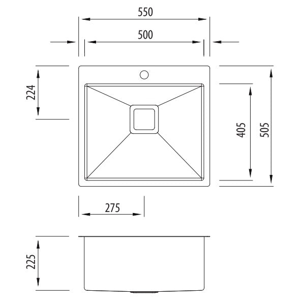 Oliveri Pro Series single grand bowl topmount sink 1TH