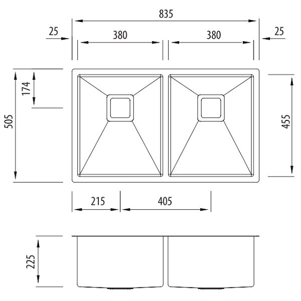 Oliveri Pro Series double bowl undermount sink NTH