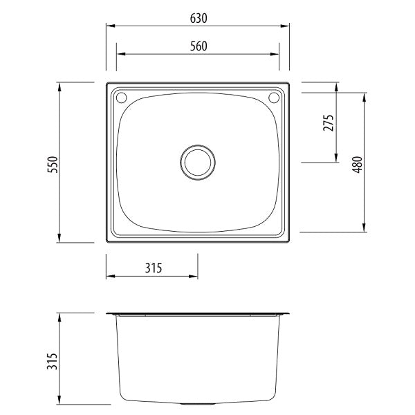 Oliveri Laundry 70L tub with rinse bypass 2TH
