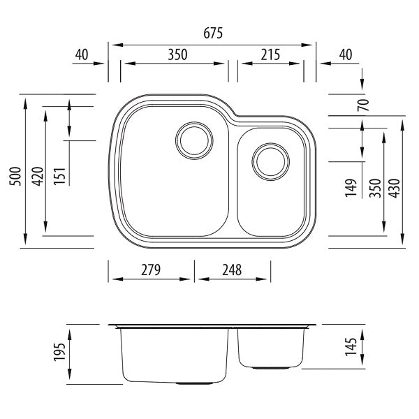 Oliveri Monet 1 & 1/2 bowl undermount sink