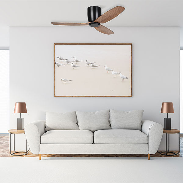 Eglo Seacliff 44" 112cm DC Ceiling Fan - Black with Light Walnut finish - The Blue Space