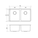 Seima Kubic Double Bowl Inset/Undermount Kitchen Sink Dimensions
