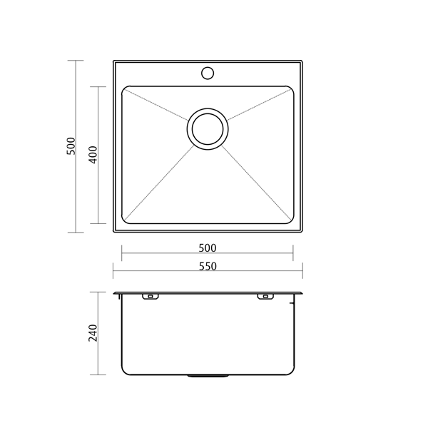 Seima Kubic KL 45 Litre Stainless Steel Sink Dimensions