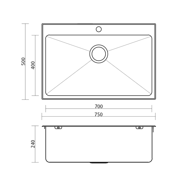 Seima Kubic KL 70 Litre Stainless Steel Sink Dimensions