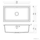Technical Drawing - Seima Oros 750 Kitchen Sink