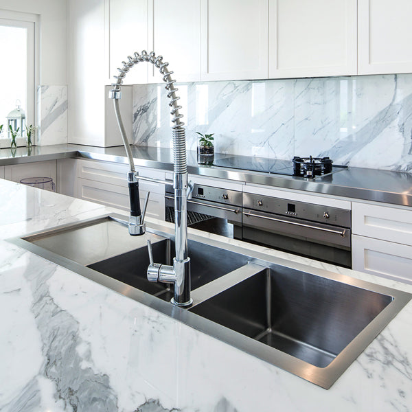 Seima Tetra Pro Double Inset/Undermount Kitchen Sink Featured in a Kitchen