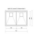Seima Tetra Pro Blade Double Inset/Overmount Kitchen Sink Dimensions