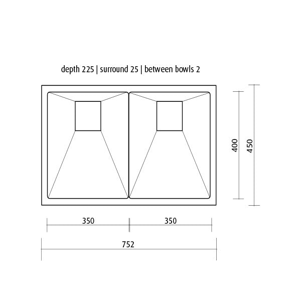 Seima Tetra Pro Blade Double Inset/Overmount Kitchen Sink Dimensions